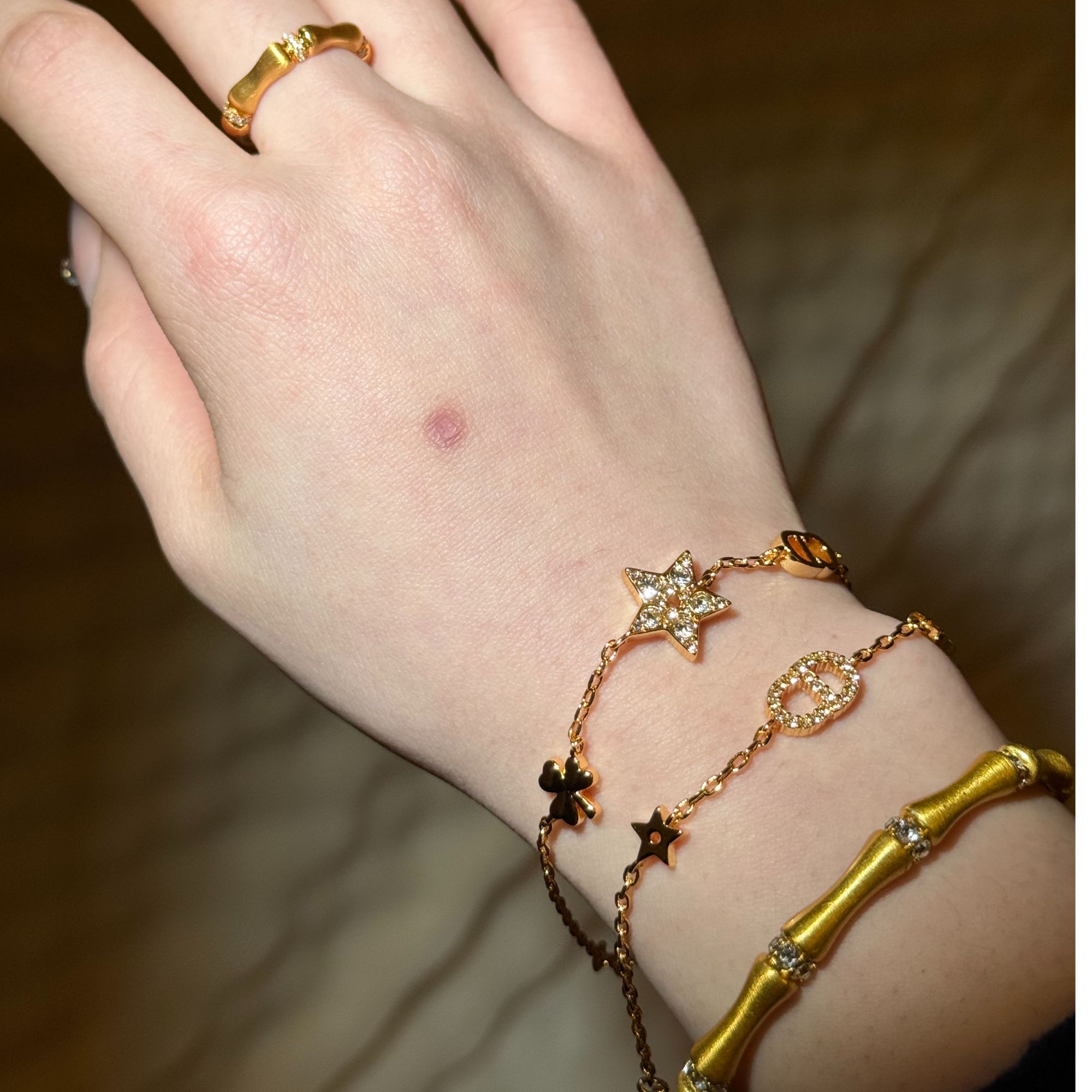 铜合金手链 D家字母CD星星二合一满钻手链时尚气质轻奢百搭精致