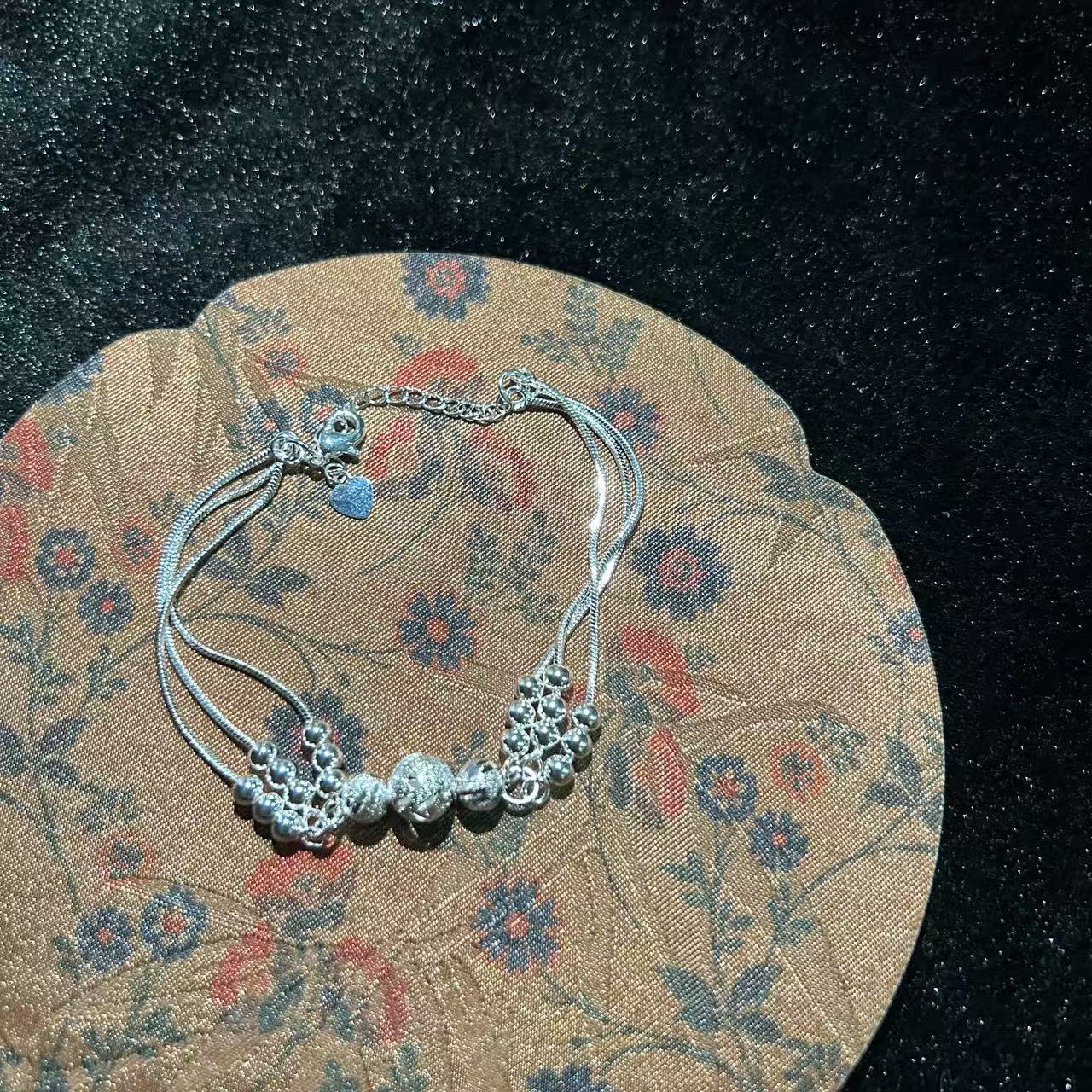 足银手链 三生三世雕花转运珠脚链(哈利严选)