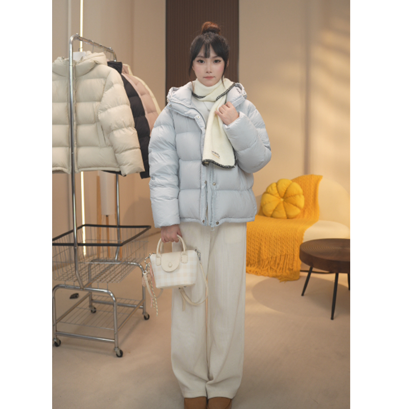【新国标95白鸭绒】2025新款连帽羽绒服女短款加厚小个子面包服外套