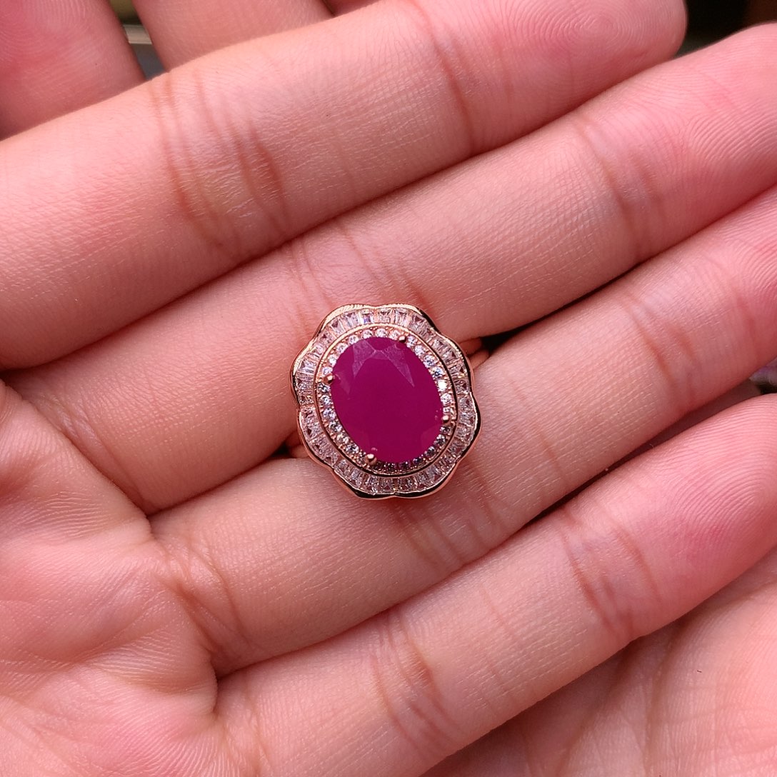 红宝石戒指银S925镶嵌