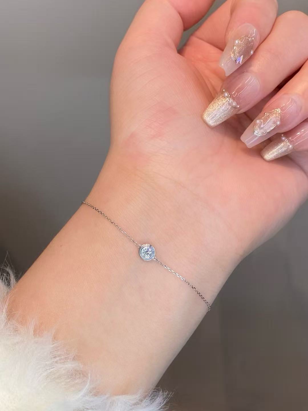 18k金镶嵌天然钻石15分飞碟泡泡手链BG