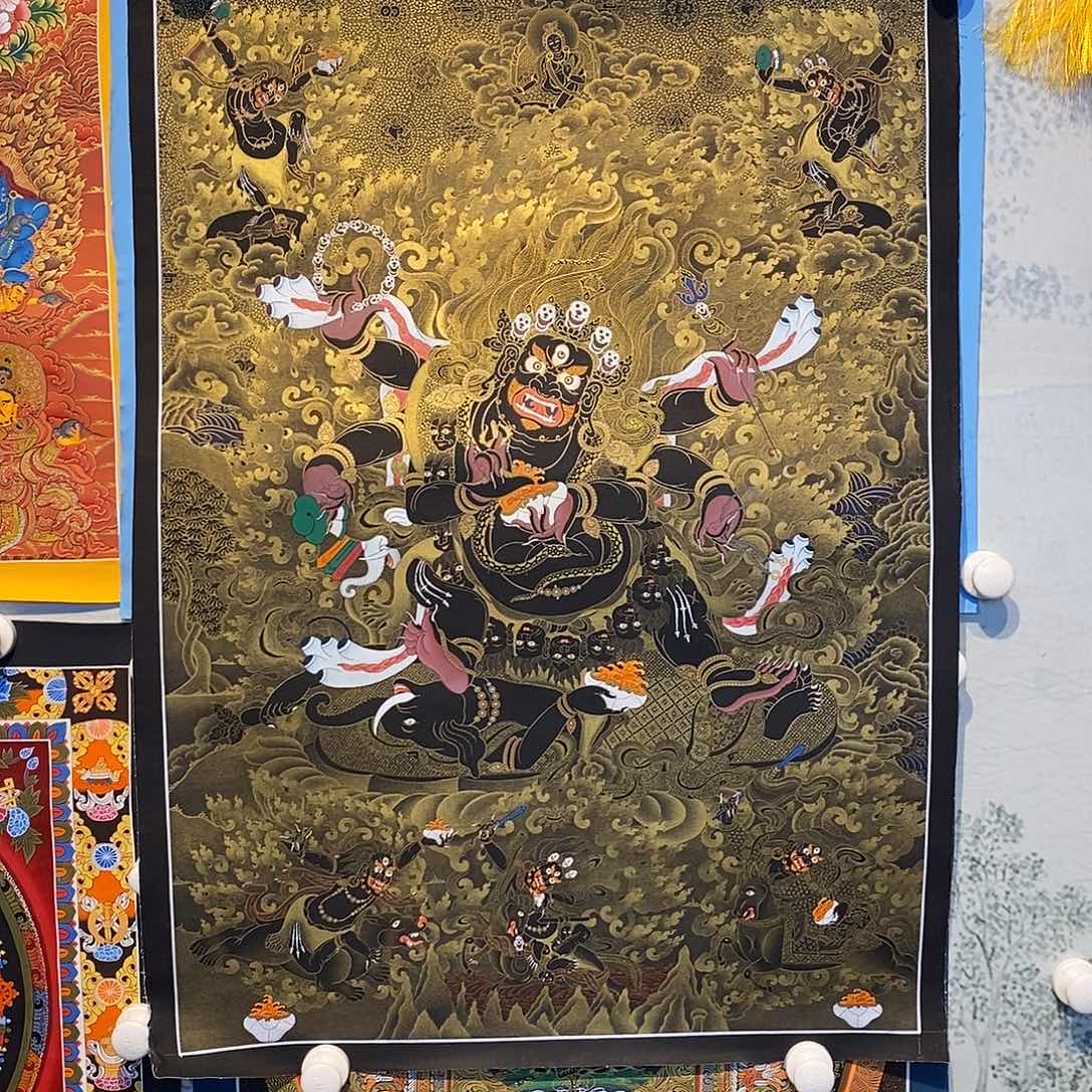 卷轴画知**乐纯手绘大黑天唐卡75*50尺寸