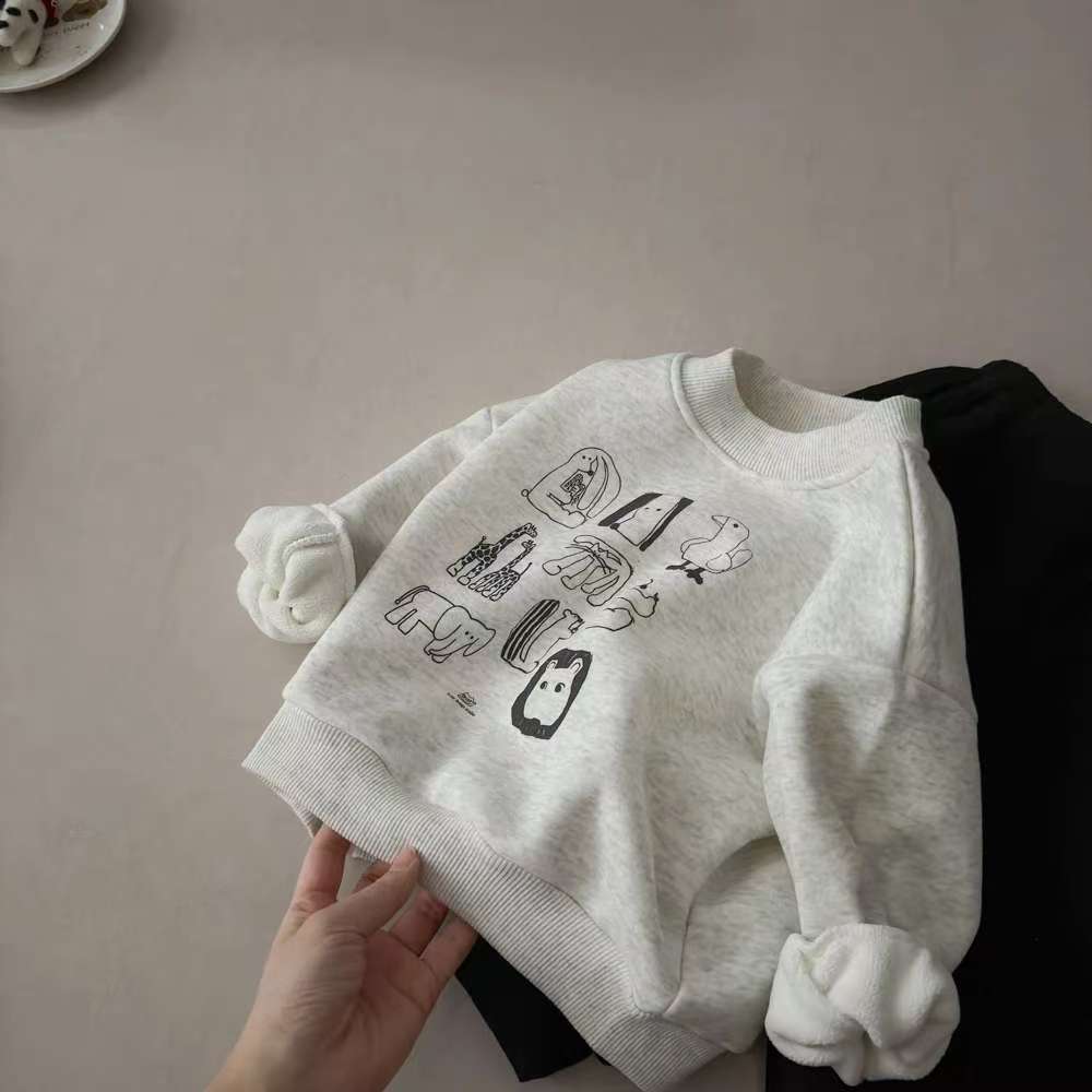 【韩版加绒】宝宝绒儿童韩版休闲宽松洋气印花上衣