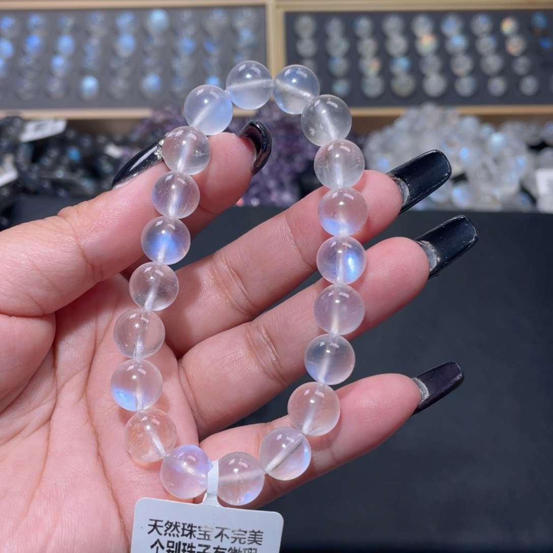 笑***颜手链未镶嵌长石蓝月光手链10mm