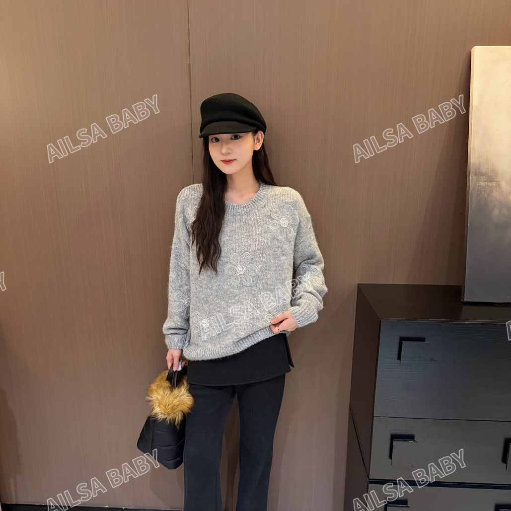 【AILSA BABY】欧货设计感手工钩织立体花朵减龄毛衣/110709A