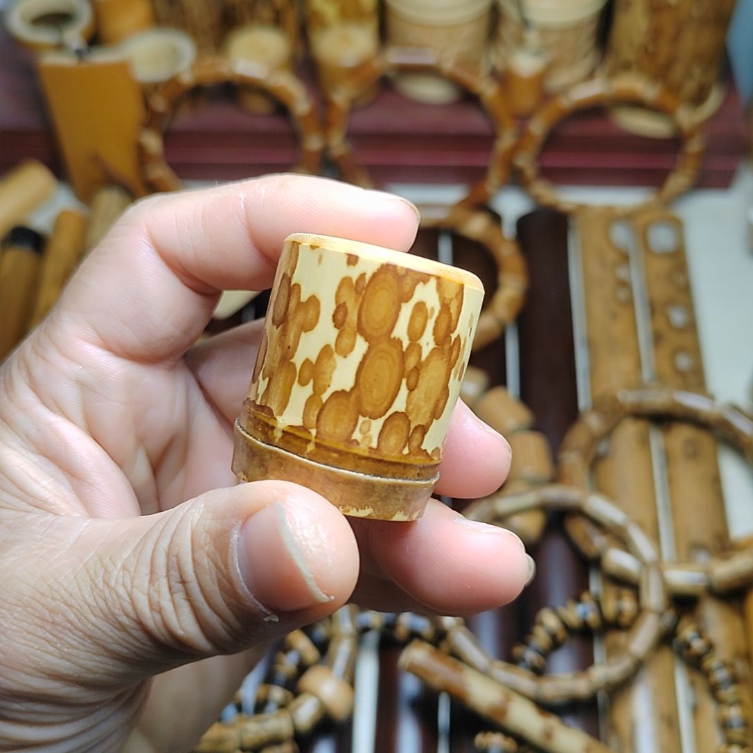 竹天然花斑梅妃竹酒杯茶杯盖置