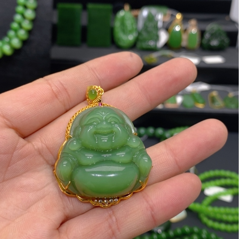 【闪购商品】和田玉（糖玉）颈饰18K金镶嵌