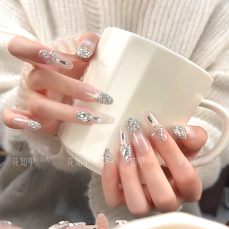 【璀璨之泪】冰透月光手工美甲穿戴甲气质猫眼美甲网红百搭款