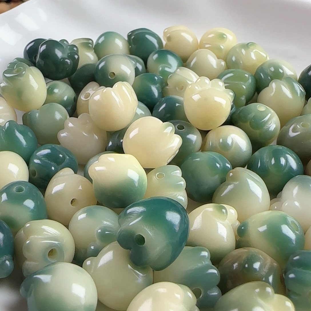 菩提根/象牙果手串卡12渐变绿猫抓20颗