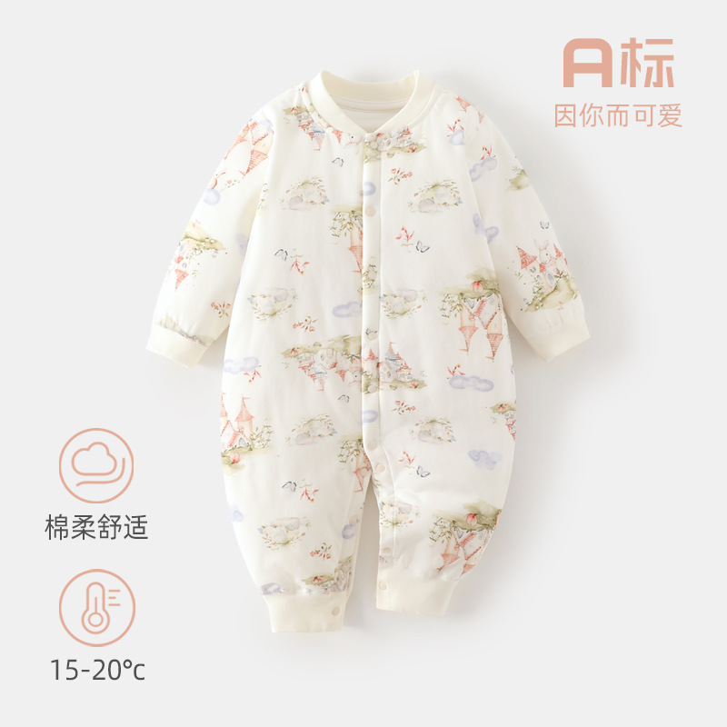  【多花型40克爬服】婴童秋冬纯棉保暖夹棉A类外出服