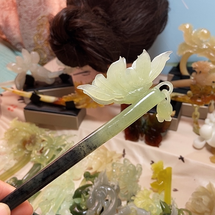 会***鱼未镶嵌岫玉发簪发簪