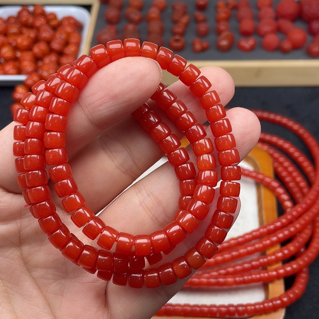 南红玛瑙5号保山锦红卡6.8直切108未镶嵌