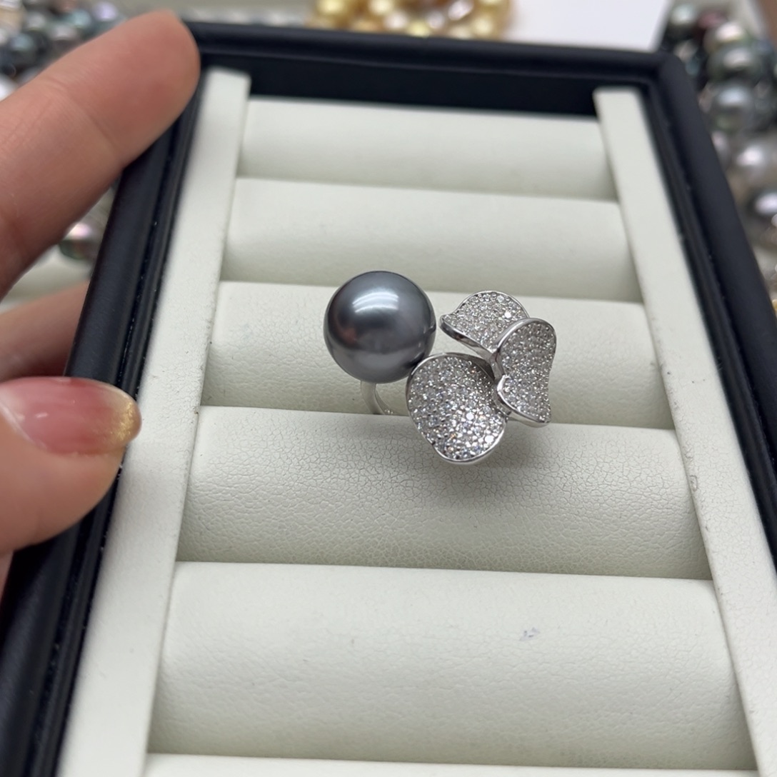 戒指海水珍珠银S925镶嵌