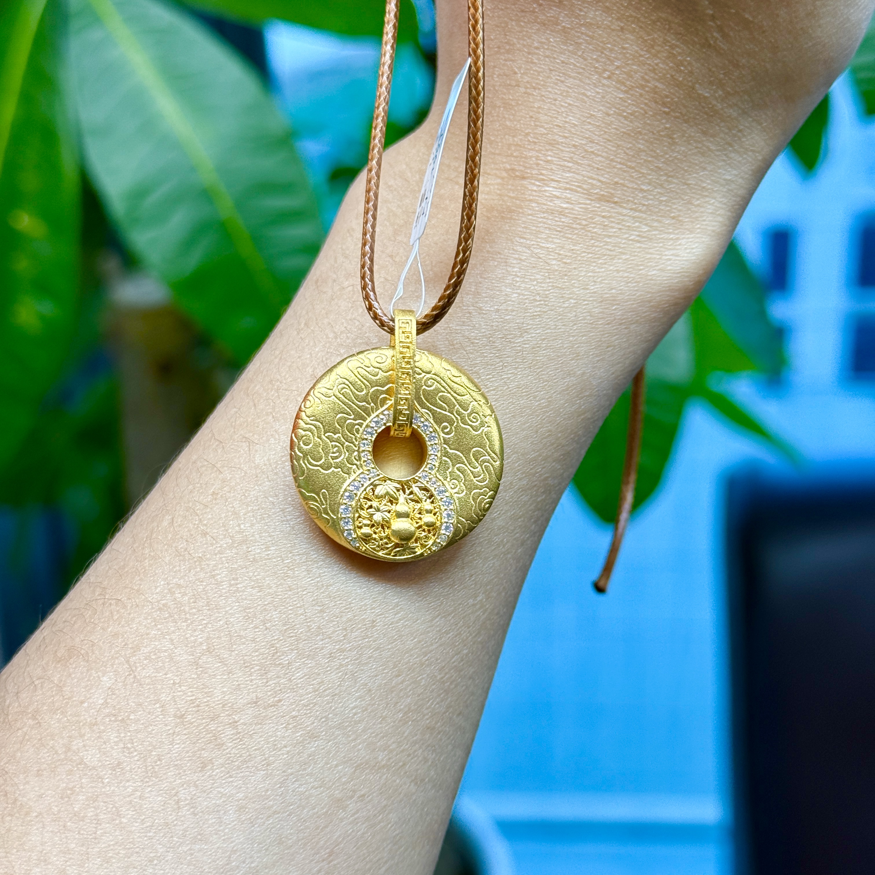 足金999葫芦錾刻纹挂坠古法 A2168001