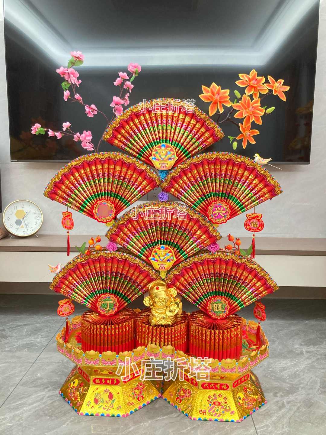 DIY 手工 折纸 花 开 富 贵 双面 （红色）（金色） 材 料 包 有教程