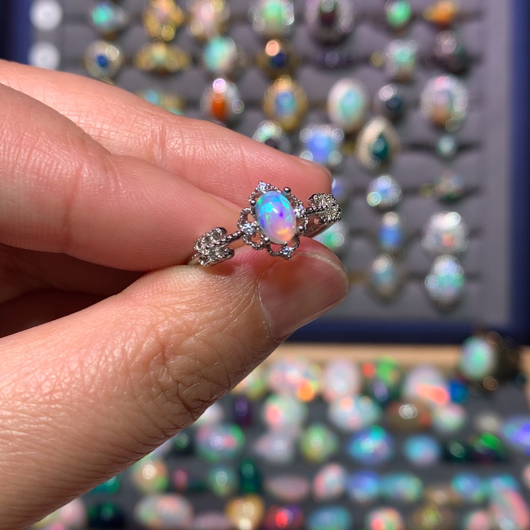 欧泊戒指款式银S925镶嵌