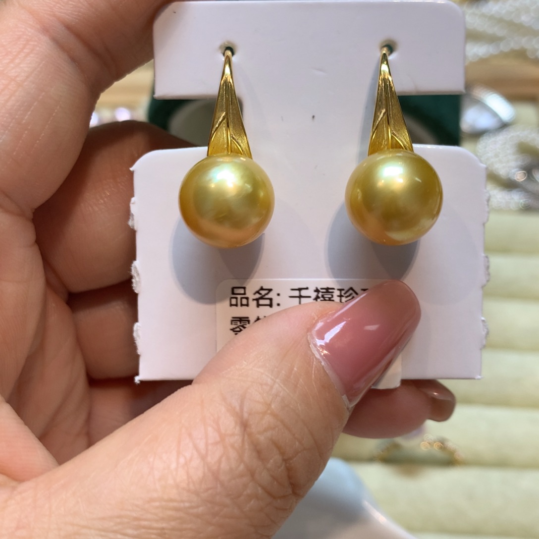 海水珍珠耳饰银S925镶嵌