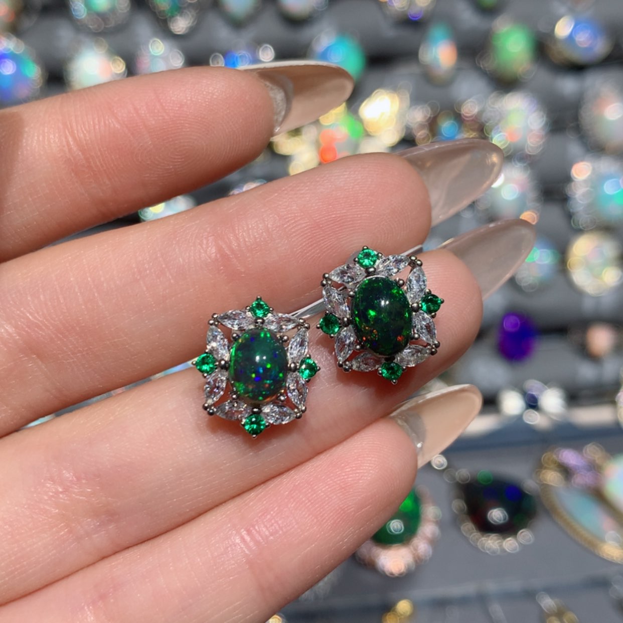 【闪购商品】欧泊福利耳饰w银S925镶嵌K****g