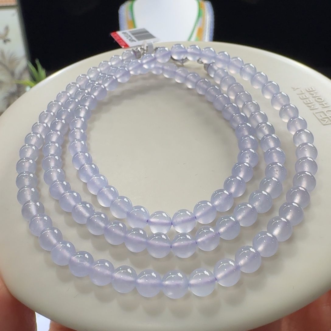 翡翠未镶嵌手链高冰玻紫长串5mm