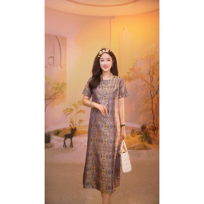 八宝如意|新中式改良款双面穿女装中长款连衣裙2025B7674依依