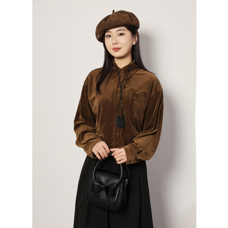 【首次PO价】西町村屋短款衬衣女冬新款气质百搭长袖小衫XH9D10388