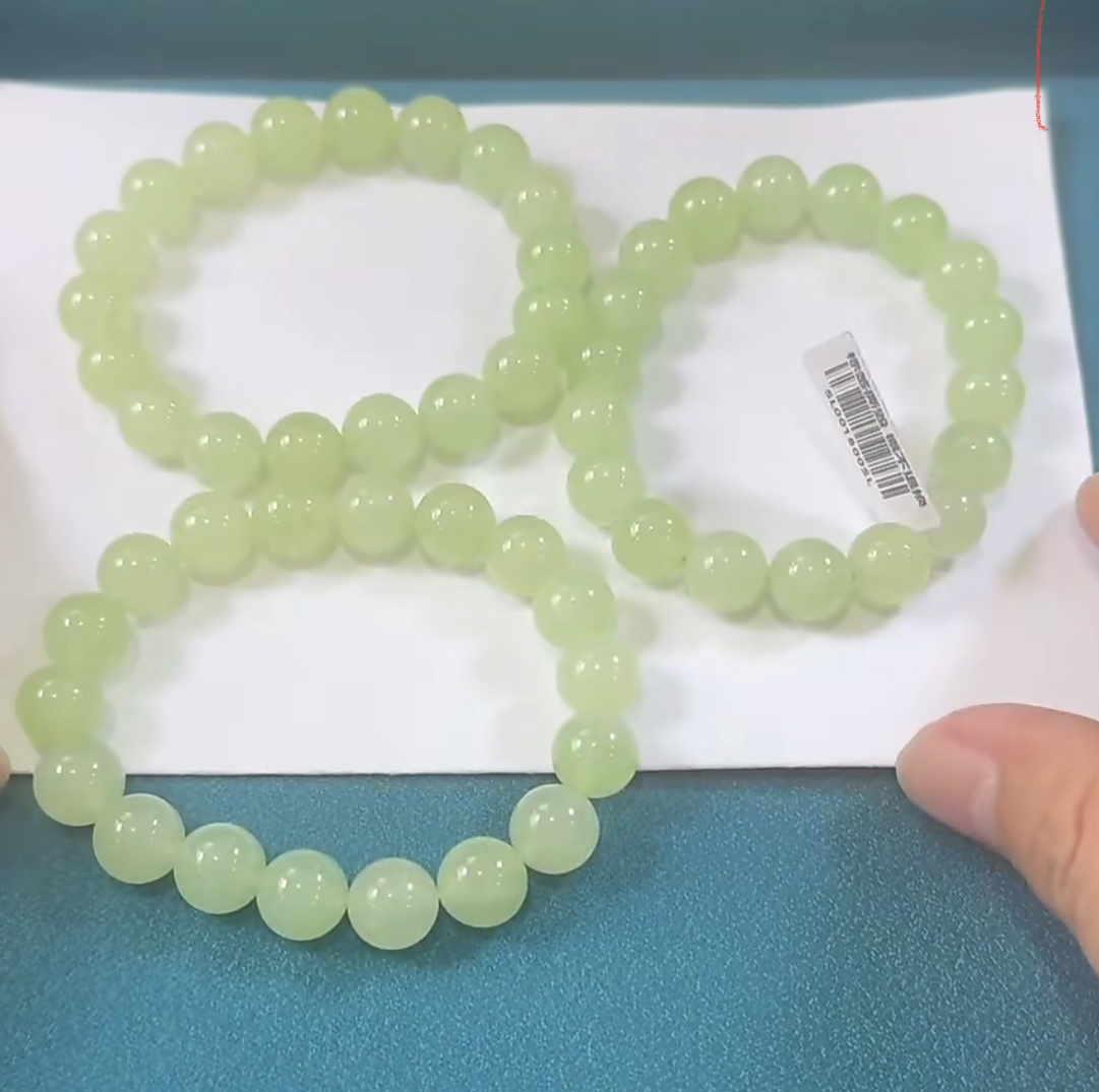 【倔老头精品】和田玉翠青圆珠素圈手串多样性发一件尺寸约10mm