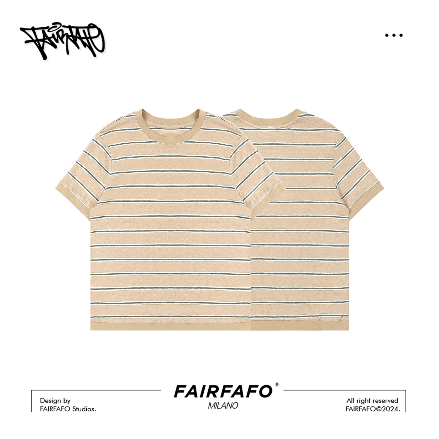 FAIRFAFO林肉肉【条纹针织金丝短袖】TXAL44204撞色半袖潮流时尚