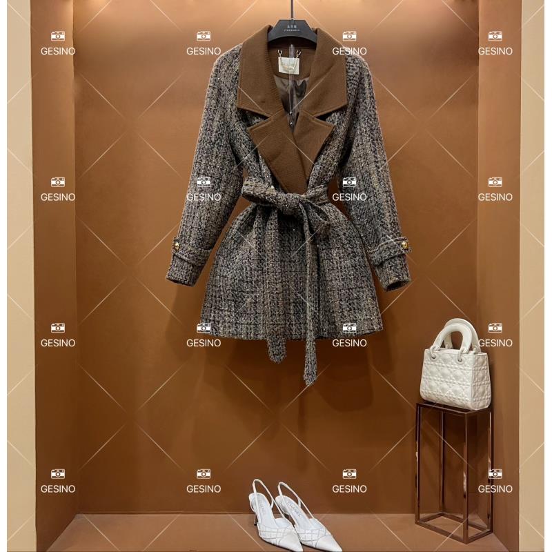 【关关】秋冬气质小香风时尚设计师中长款外套 QD-2025500