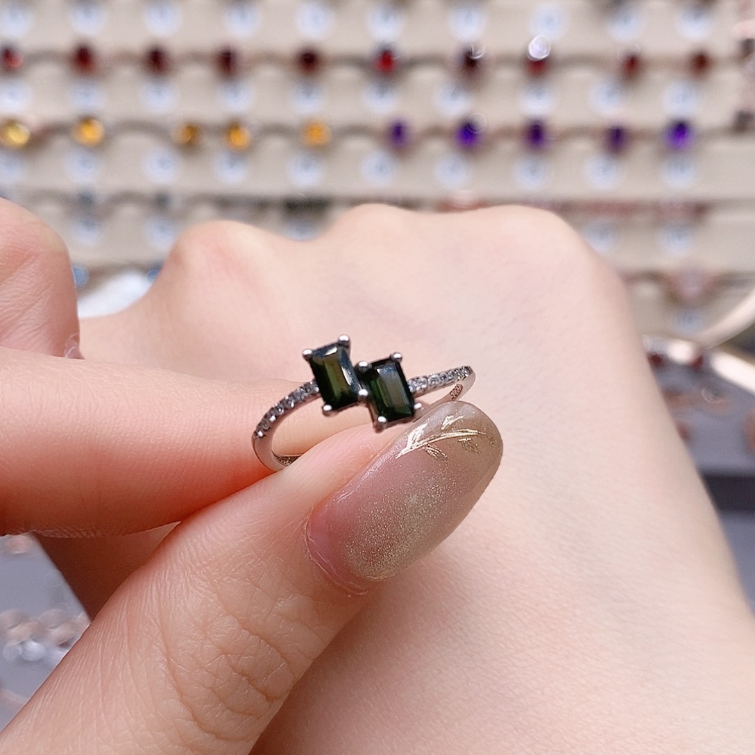 碧玺戒指银S925镶嵌戒指