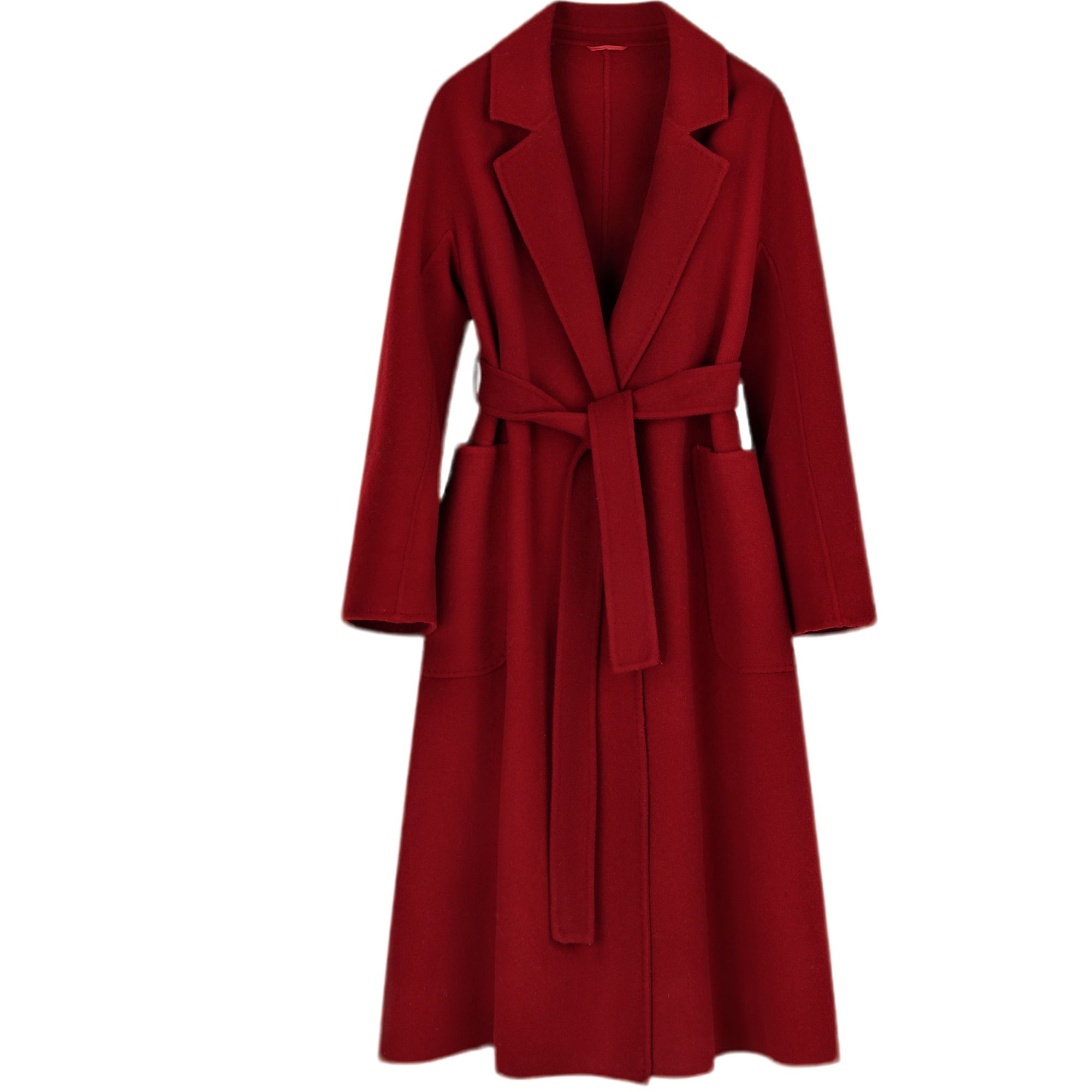 经典浴袍款宽松秋冬洋气衣服女双面羊毛长款大衣