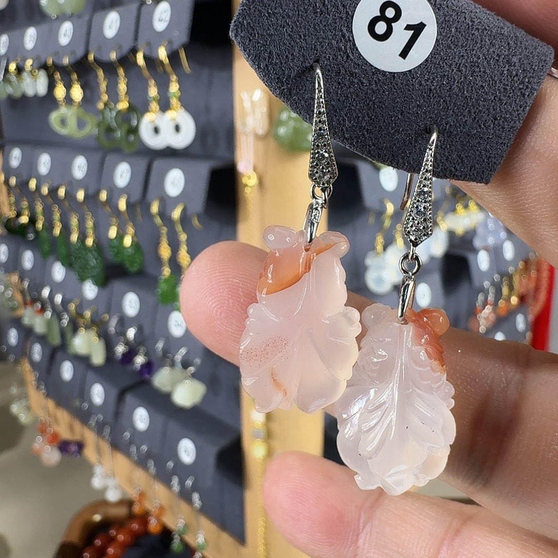 燕***子玛瑙/玉髓银S925镶嵌耳饰