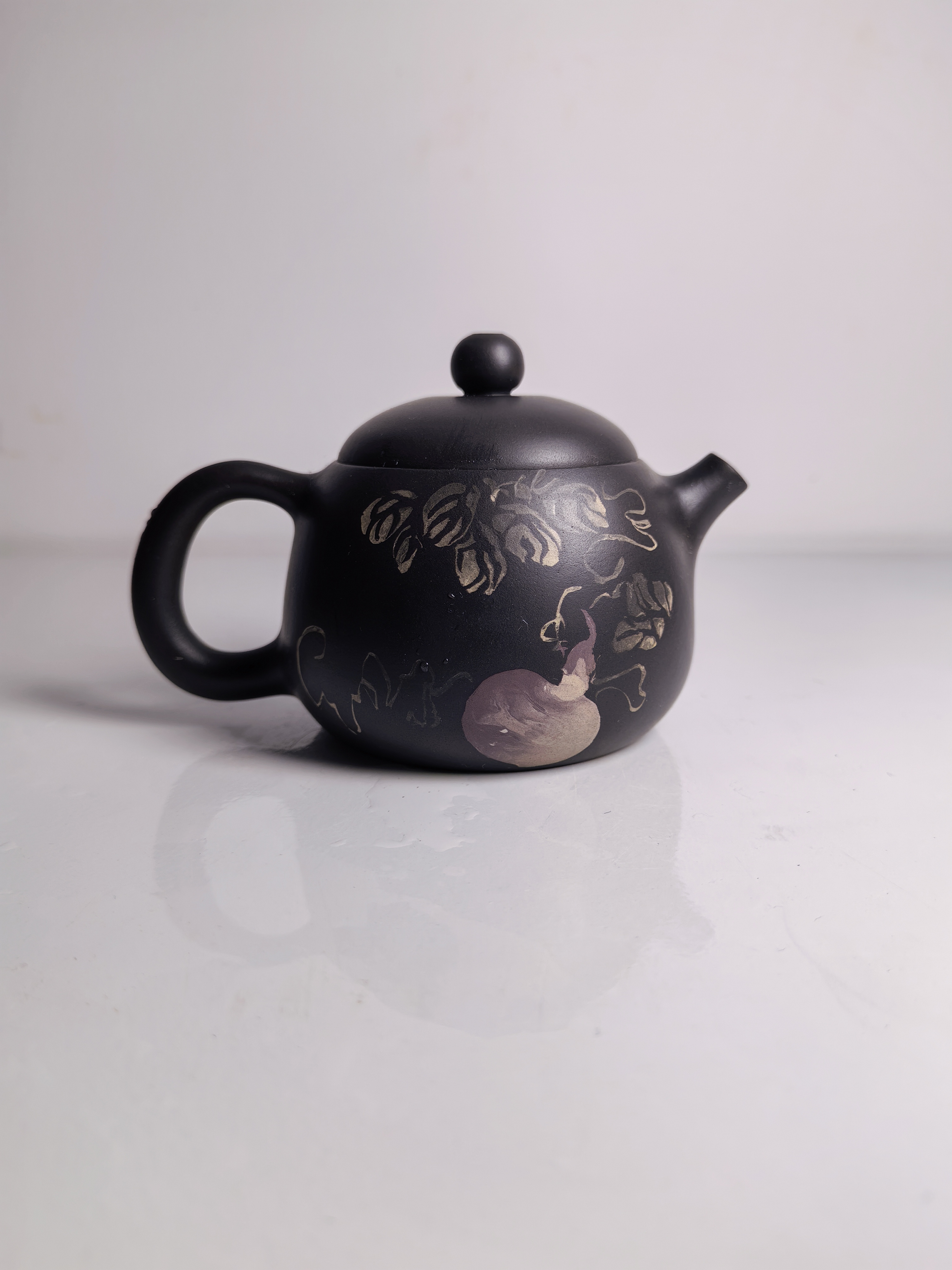 云南建水紫陶全手工拉坯绘画刻填茶壶手工茶壶