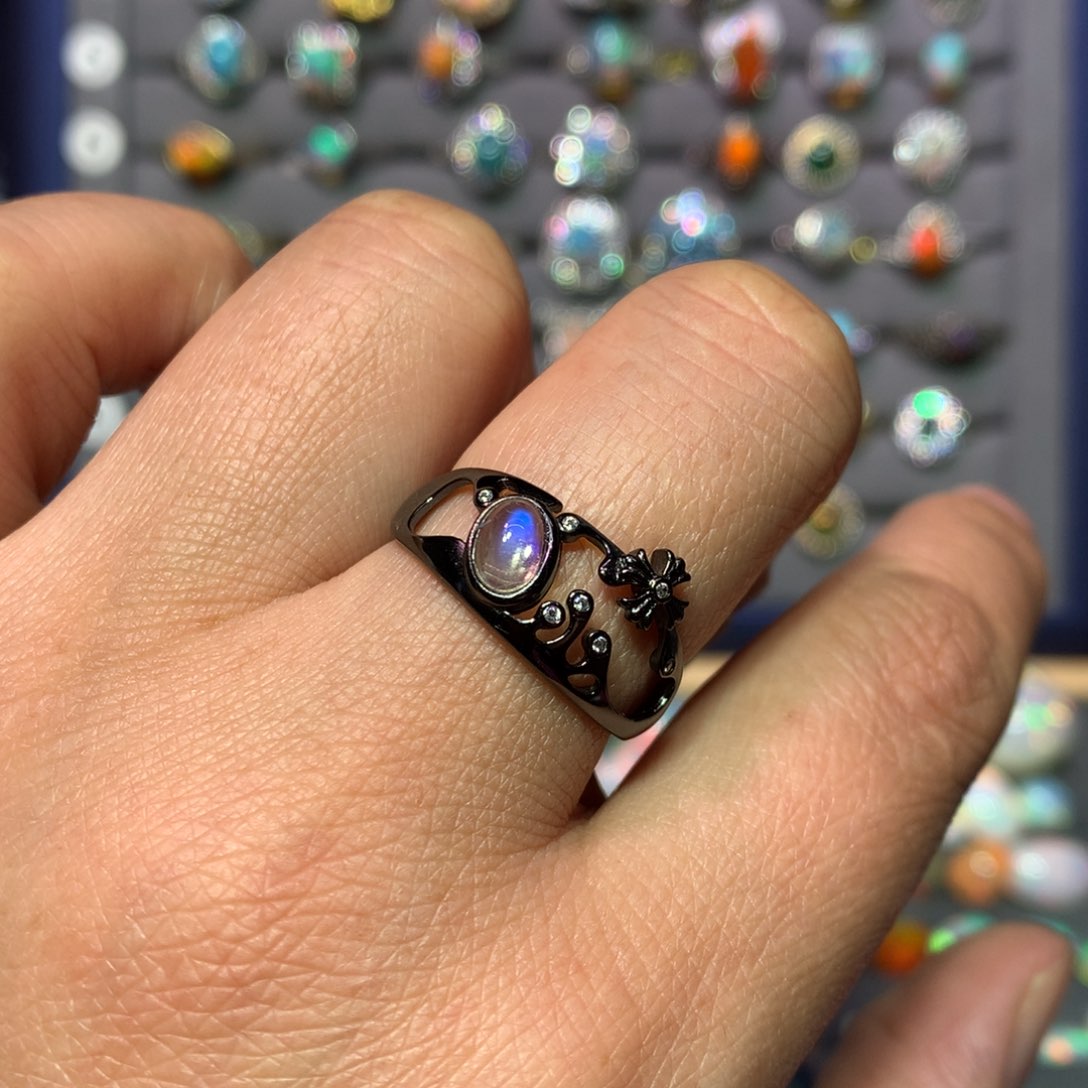 欧泊戒指款式银S925镶嵌