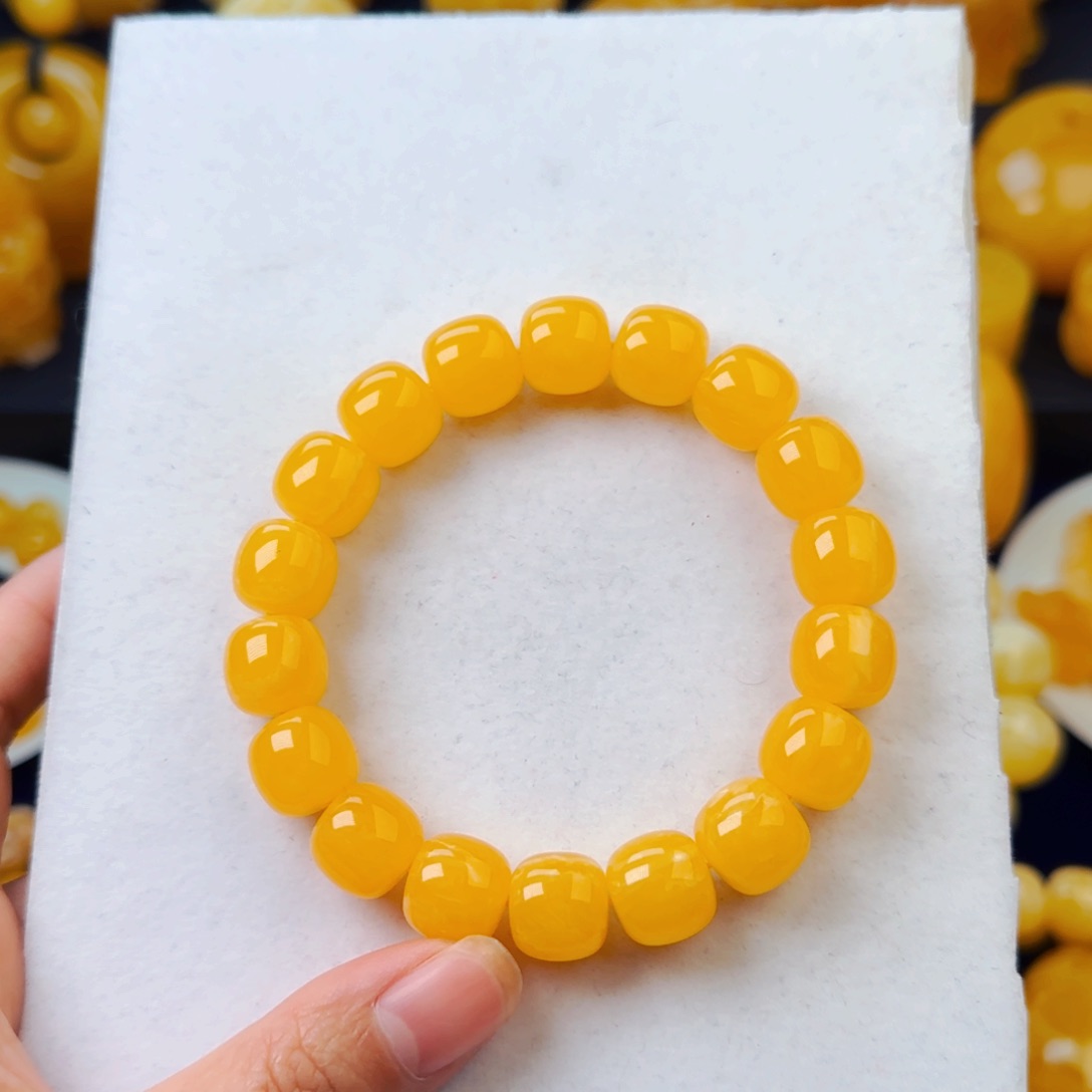 琥珀颈饰未镶嵌浓蜡橘色同料手串13