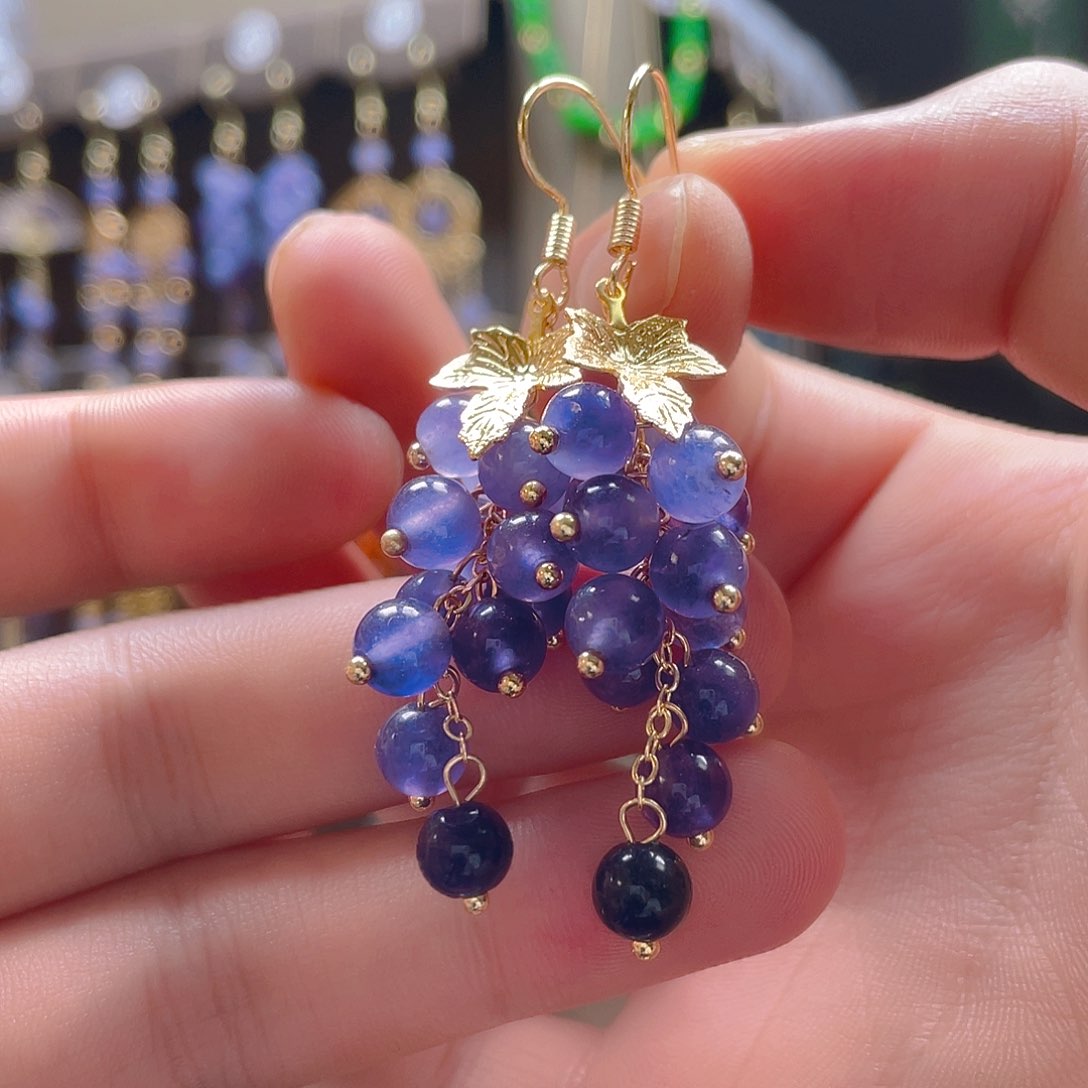 玛瑙/玉髓耳饰合金