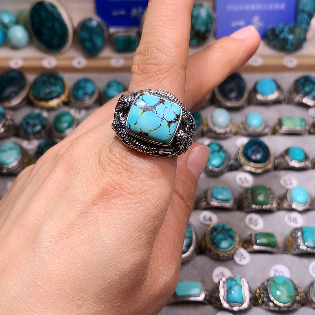 绿松石挂件银S925镶嵌