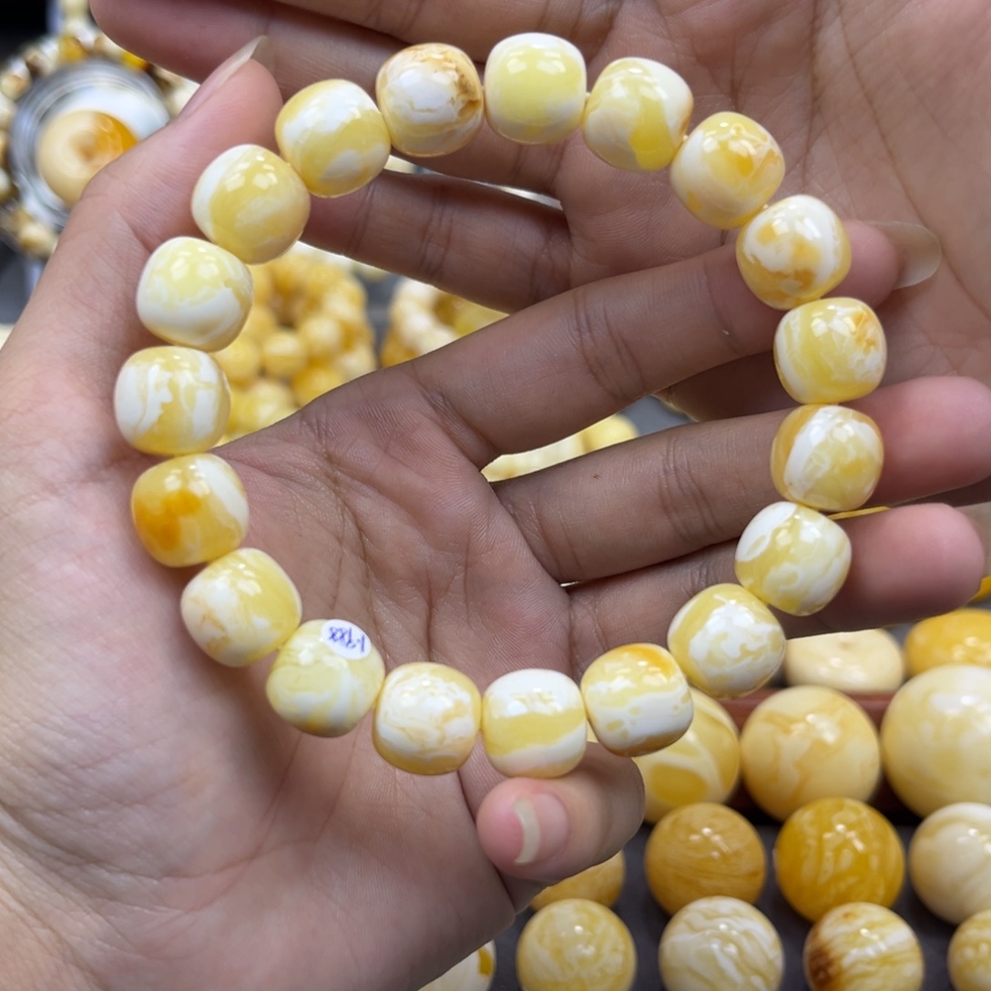 琥珀未镶嵌手串同料老邢手串12.6mm