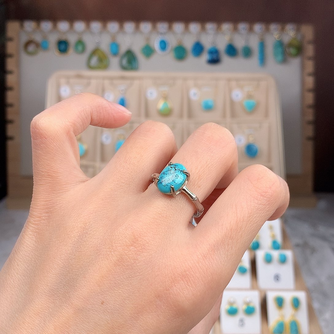 绿松石戒指银S925镶嵌