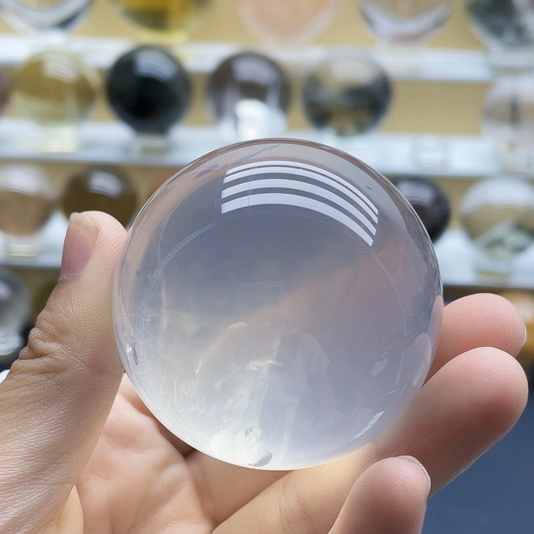 未镶嵌珠宝半成品水晶天然蓝雾53.3mm