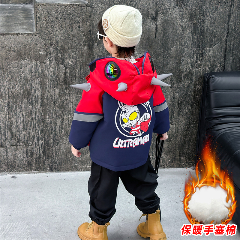 奥特曼衣服男童冬季棉衣2025新款儿童加厚棉袄宝宝冬装保暖外套潮