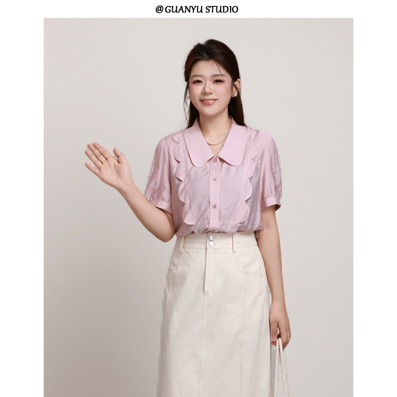 【北岛来信】蛋妹大码女装微胖夏季自带优雅时髦感上衣T恤DM26913