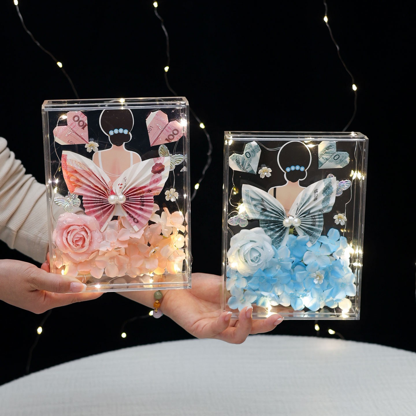 创意diy有钱花透明礼盒花艺材料包套装送女友闺蜜纪念日生日礼物