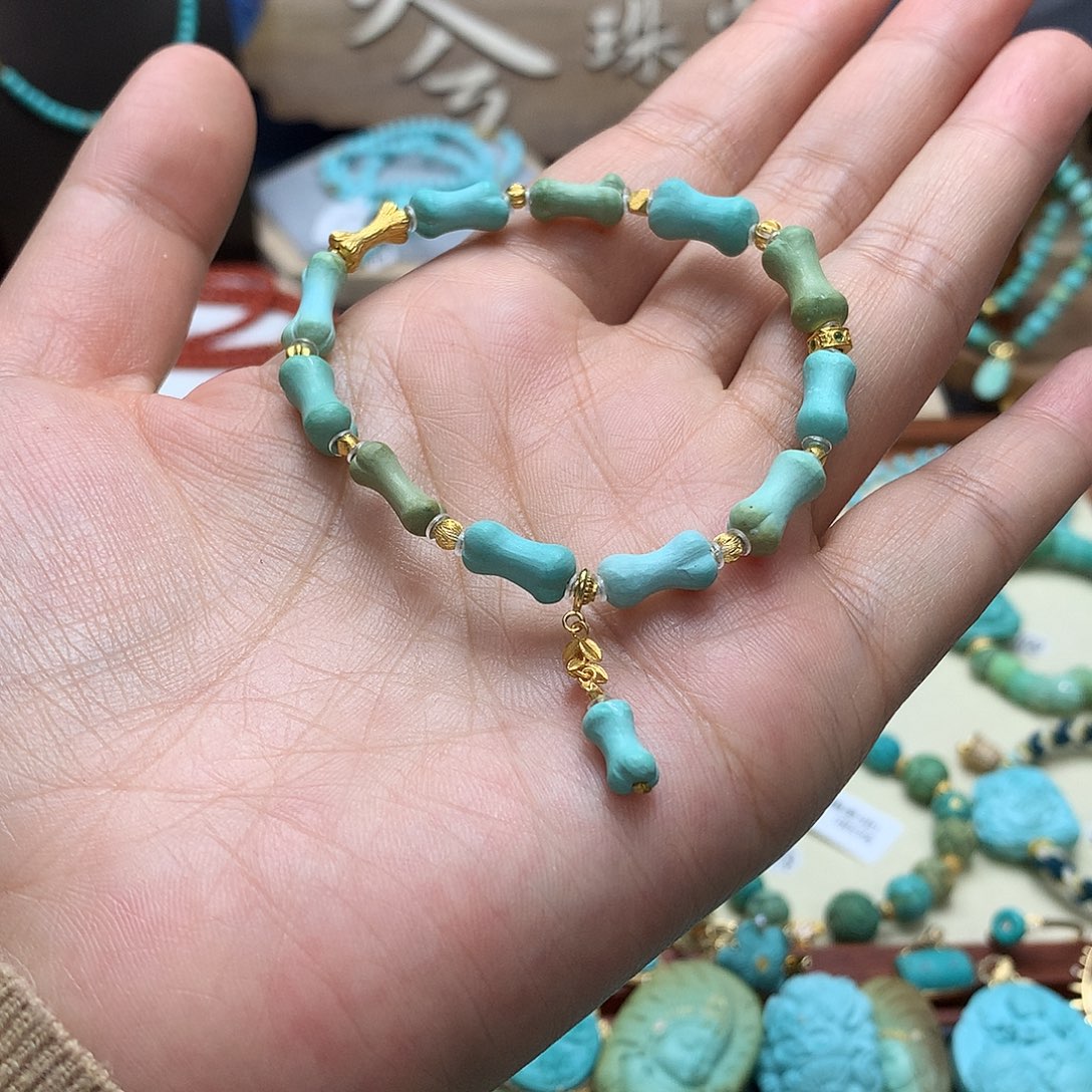 绿松石手链18K金镶嵌
