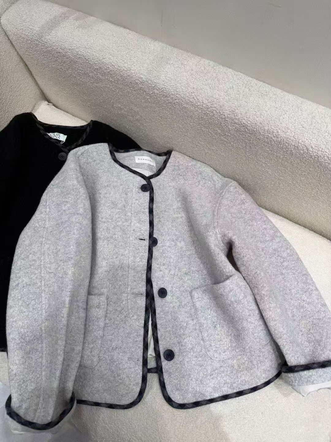 直下摆通勤风长袖秋冬女短外套洋气黑色加绒上衣百搭