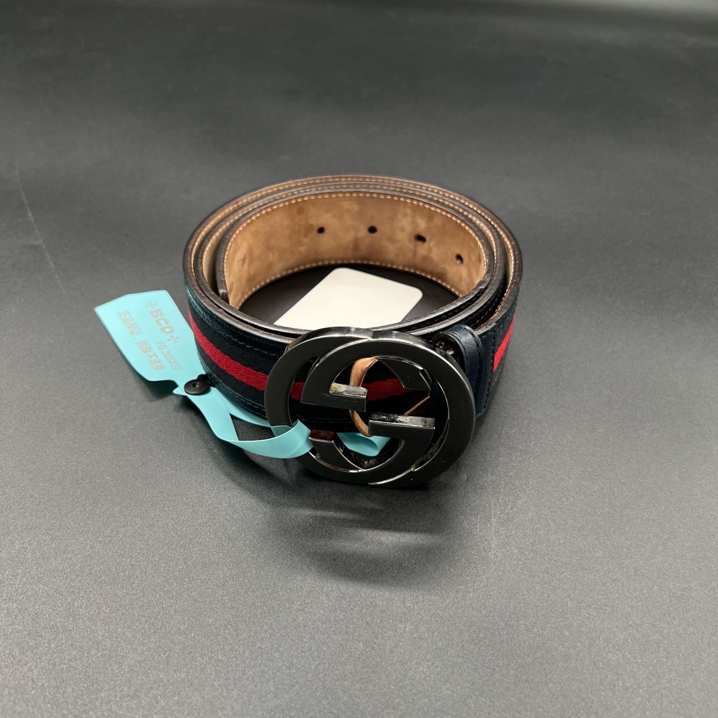 95新 GUCCI/古驰 jp 条纹GG腰带 95cm 205850