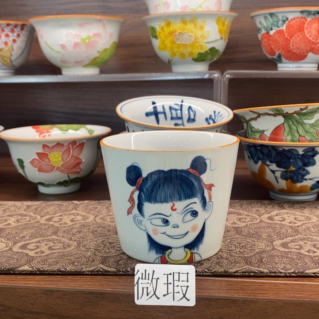 釉下彩老陶泥手工绘制