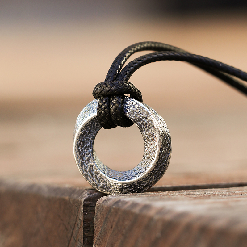 吊坠925银 「莫比乌斯环」男款纯银项链潮流男士设计感小众吊坠男