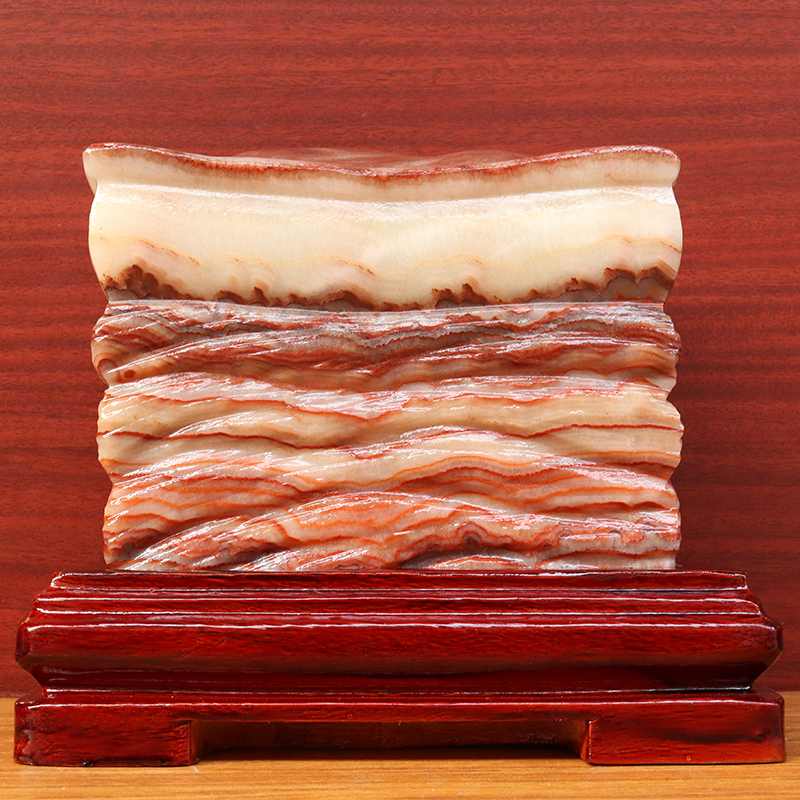 奇石22*18*10cm7152g摆件天然石材猪肉石五花肉工艺品礼物礼品