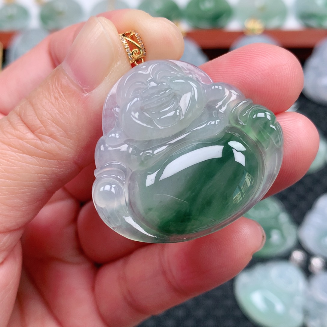 翡翠吊坠(不含链)18K金镶嵌