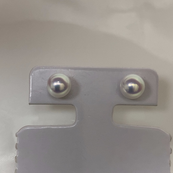 淡水珍珠白珍珠耳钉6-7m银S925镶嵌